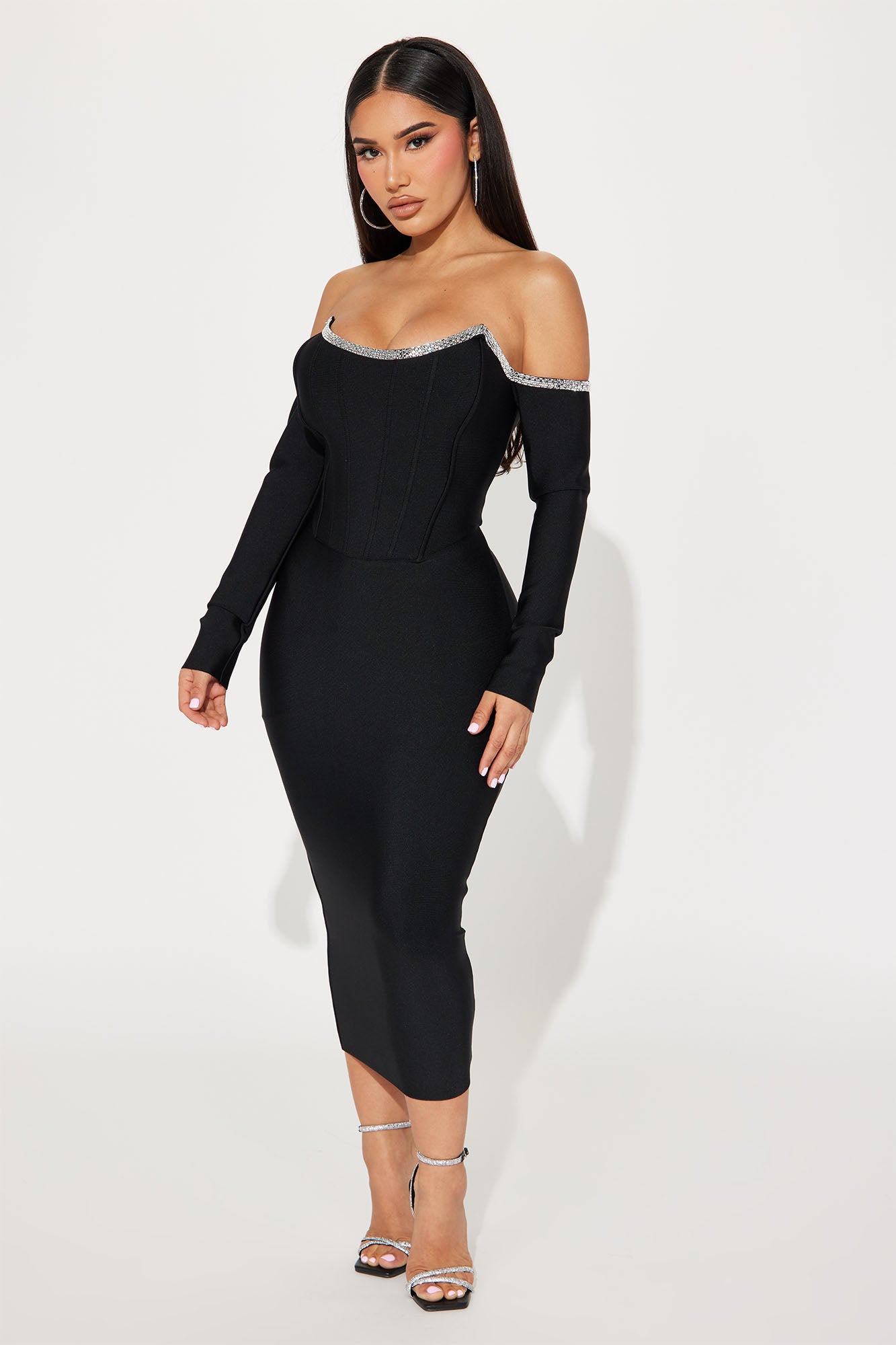Black bandage midi dress top