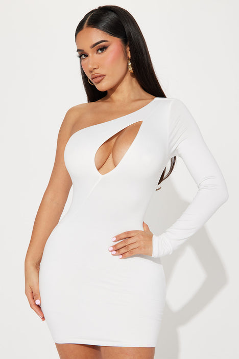 Fashion nova white long sleeve dress online