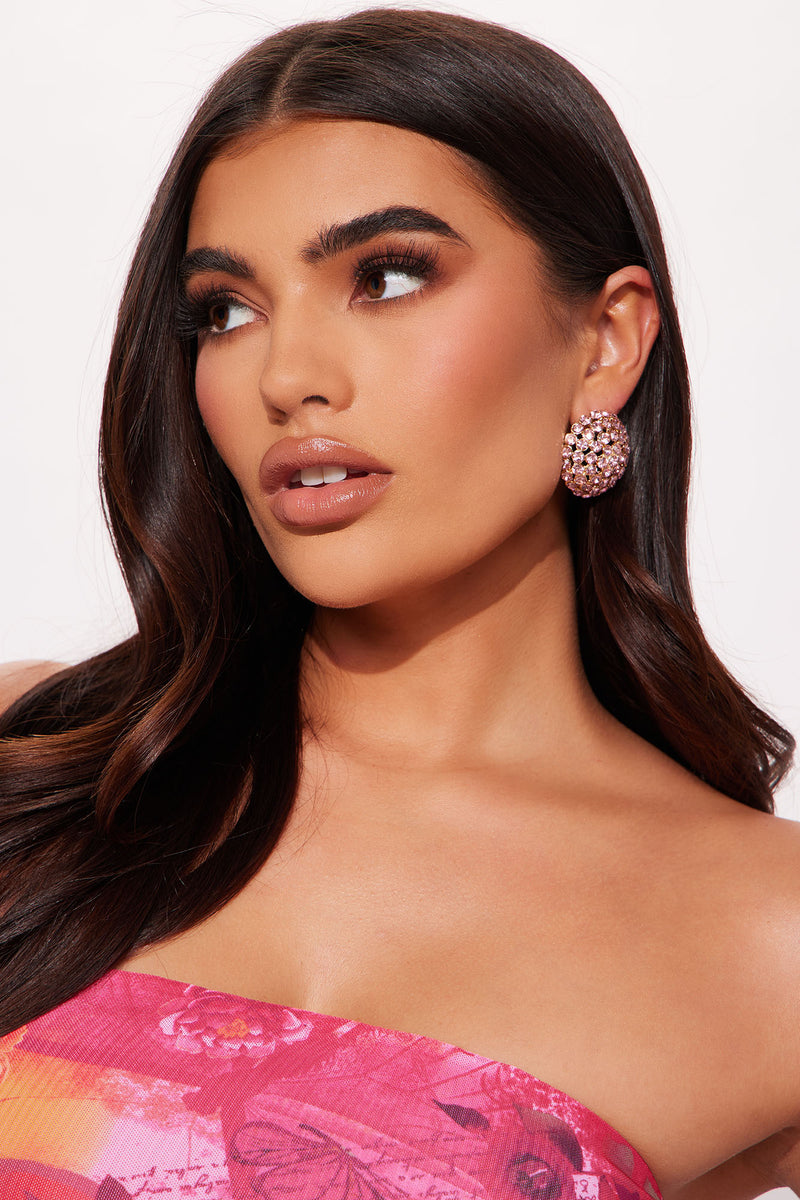 Crystal Stud Earrings Pink Fashion Nova, Jewelry Fashion Nova