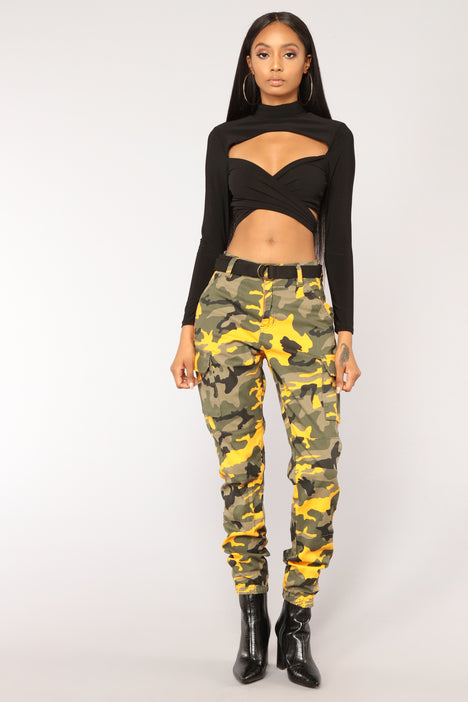 Don t Call Me High Rise Joggers Yellow Camo Fashion Nova