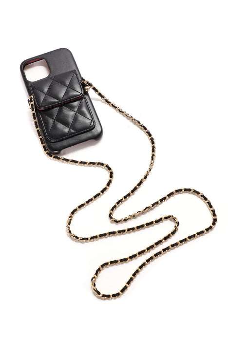 iPhone 12 Flower Designed Chanel Shoulder Strap Case