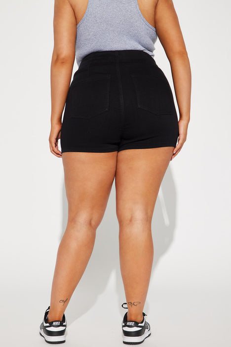 Super Stretch Curvy Denim Shorts Black Fashion Nova Jean