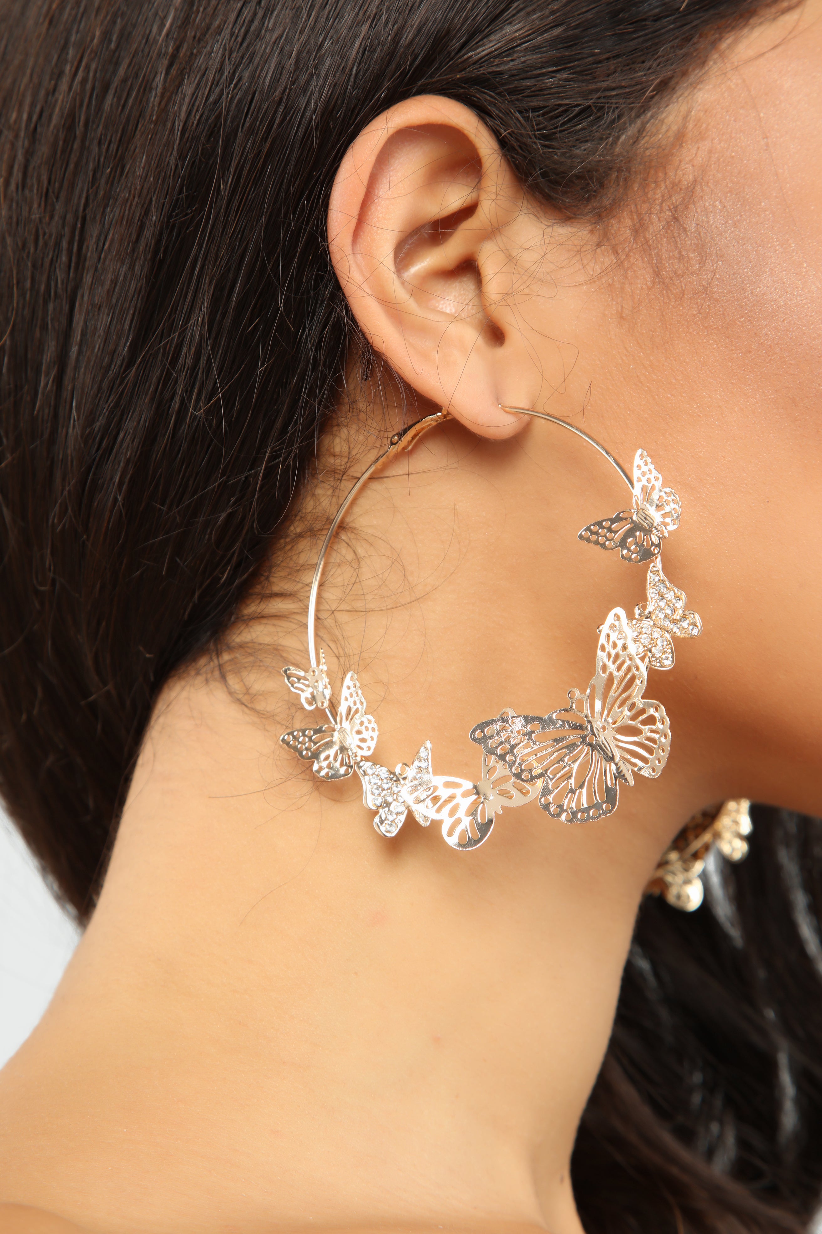 Butterfly hoop earrings outlet gold