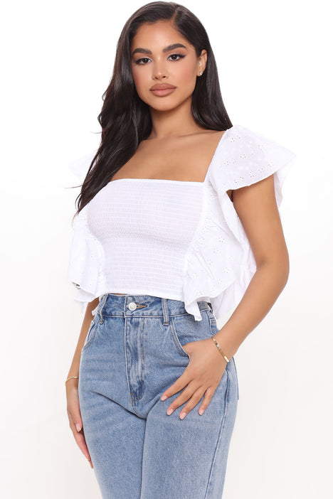 Sending Love Your Way Ruffle Top White