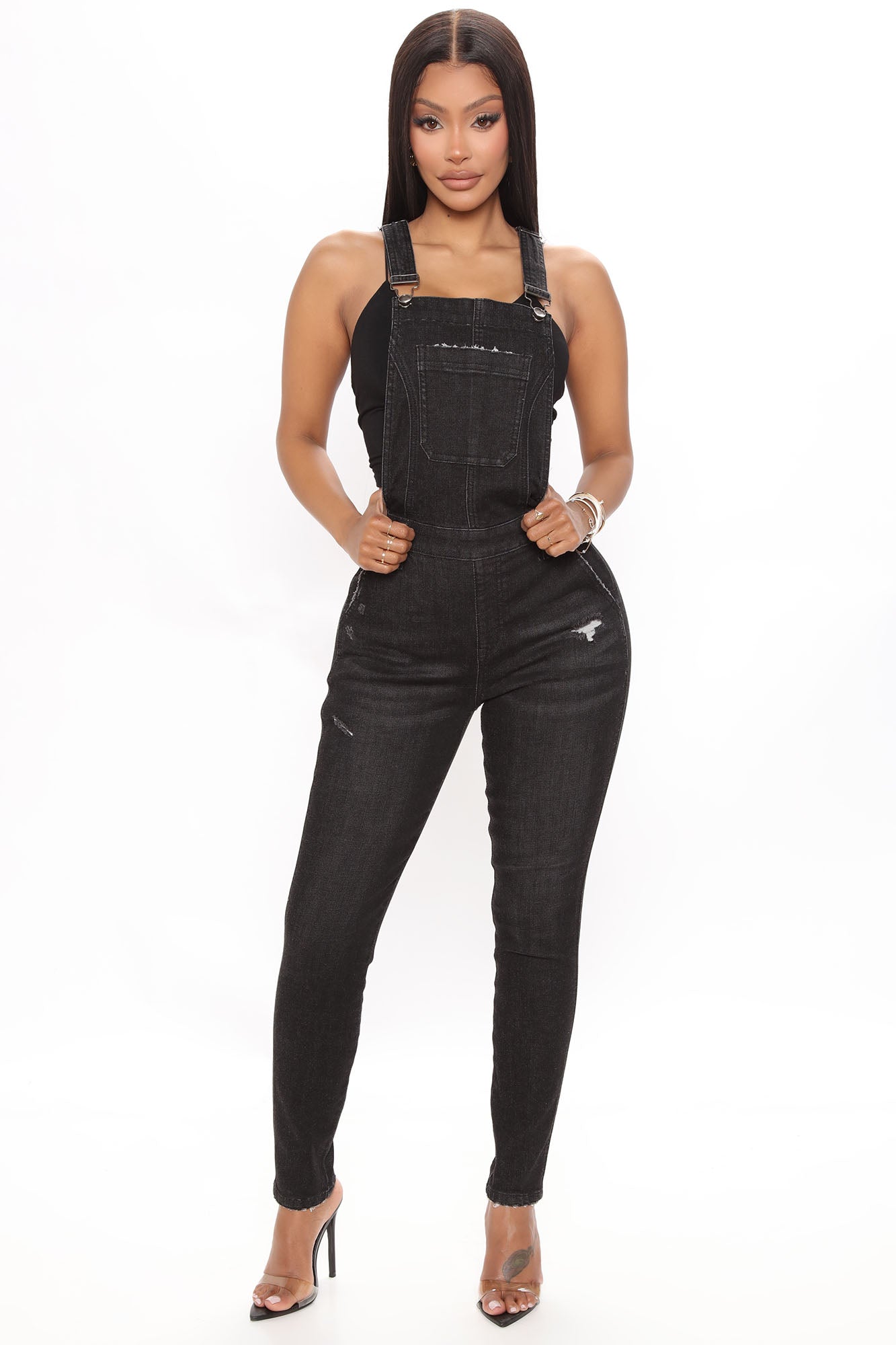 Call It A Day Stretch Overalls Black