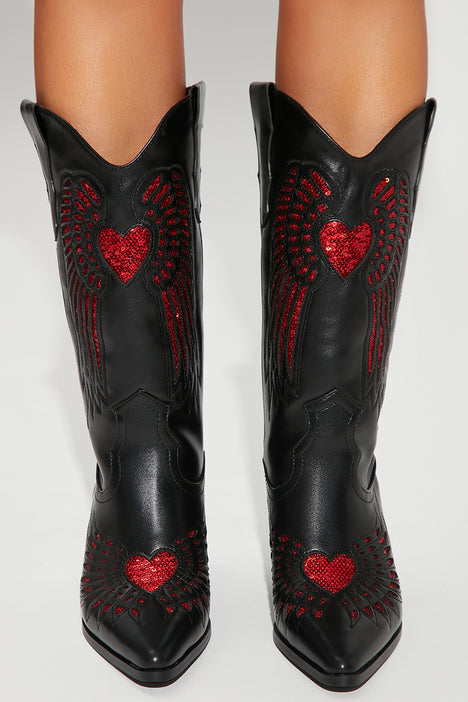 Black And Red Cowboy Boots For Women