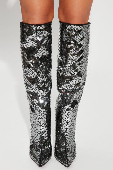 Amira Snakeskin Boots Gunmetal