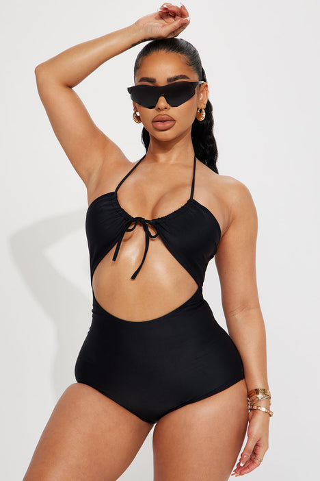 Black one piece fashion nova on sale