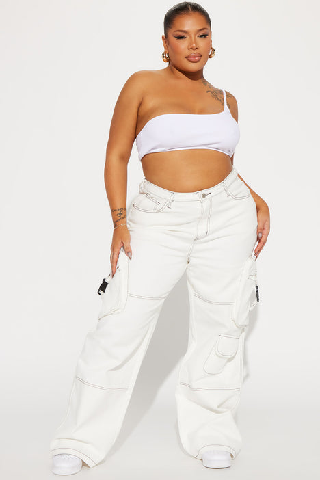White cargo pants new arrivals fashion nova