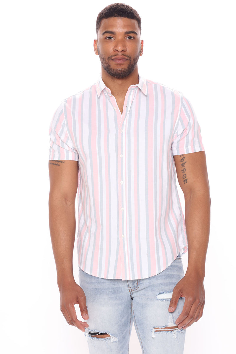 Vertical Striped Short Sleeve Woven Top - White/combo | Fashion Nova ...
