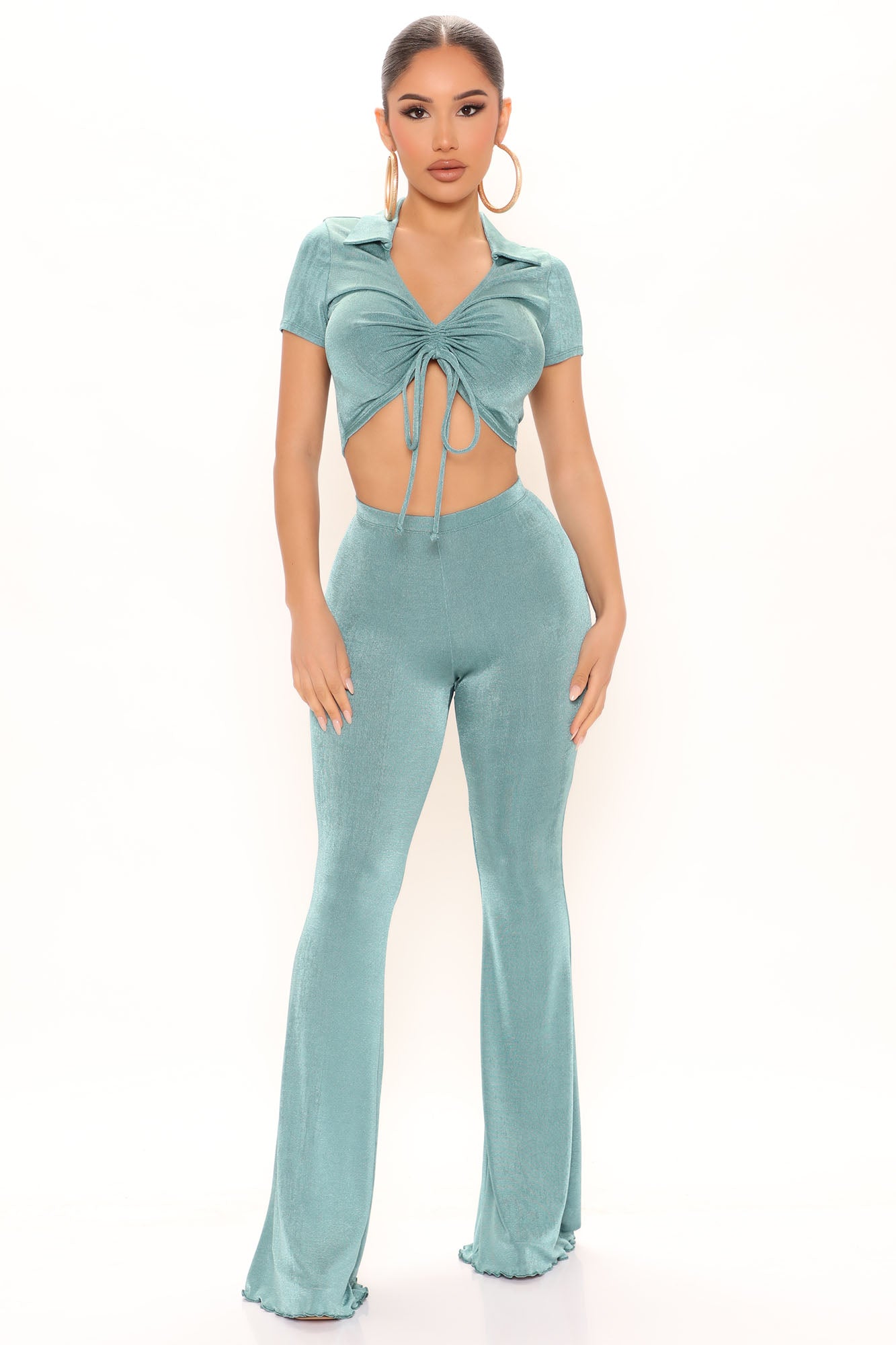 Slinky Girl Flare Pant - Sage, Fashion Nova, Pants