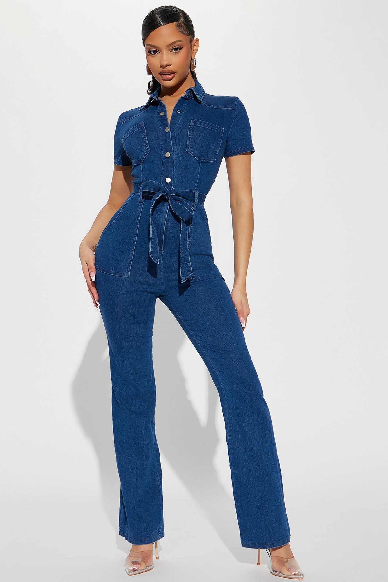 Casual Wear Blue Denim Baby Girl Jumpsuit