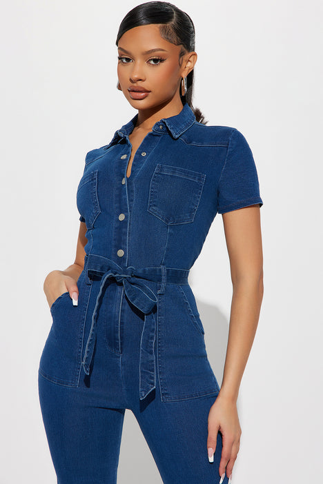 Texas Baby Denim Jumpsuit Dark Denim Fashion Nova Jumpsuits
