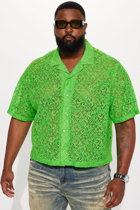 Mens green short sleeve on sale shirt
