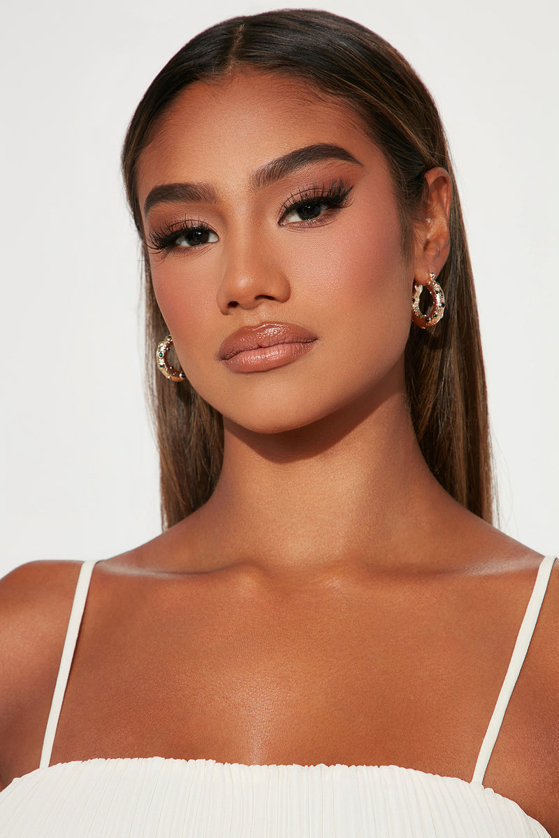 Honest Majesty Hoop Earrings - Gold/Green | Fashion Nova, Jewelry