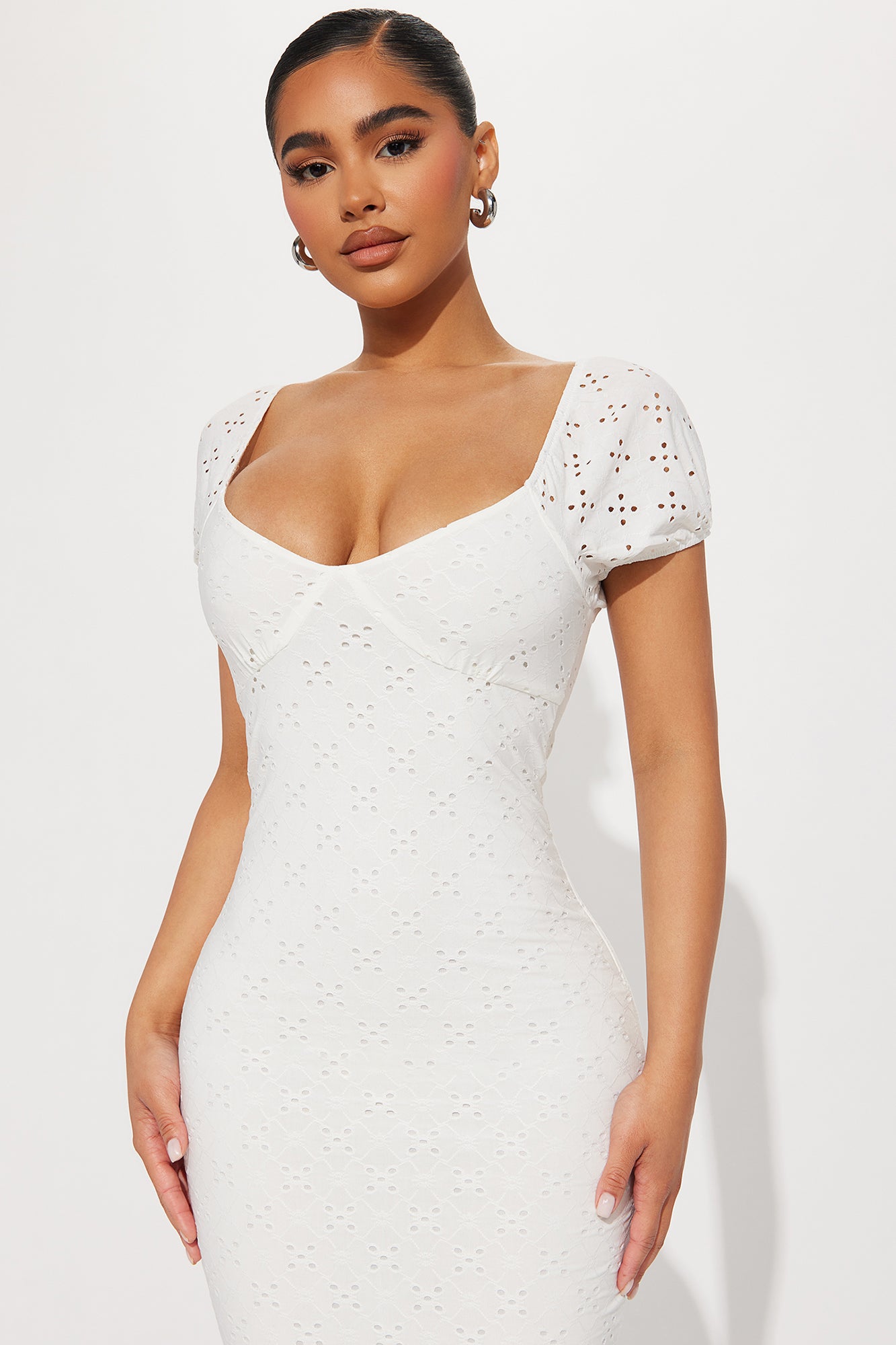 White short sleeve mini dress top