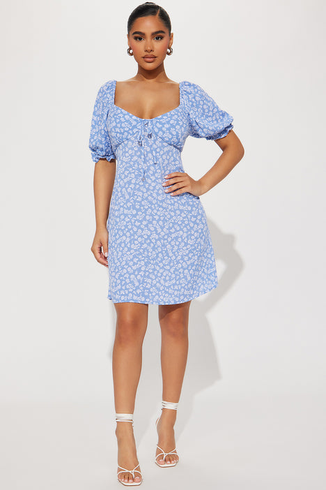 Floral puff 2025 sleeve mini dress