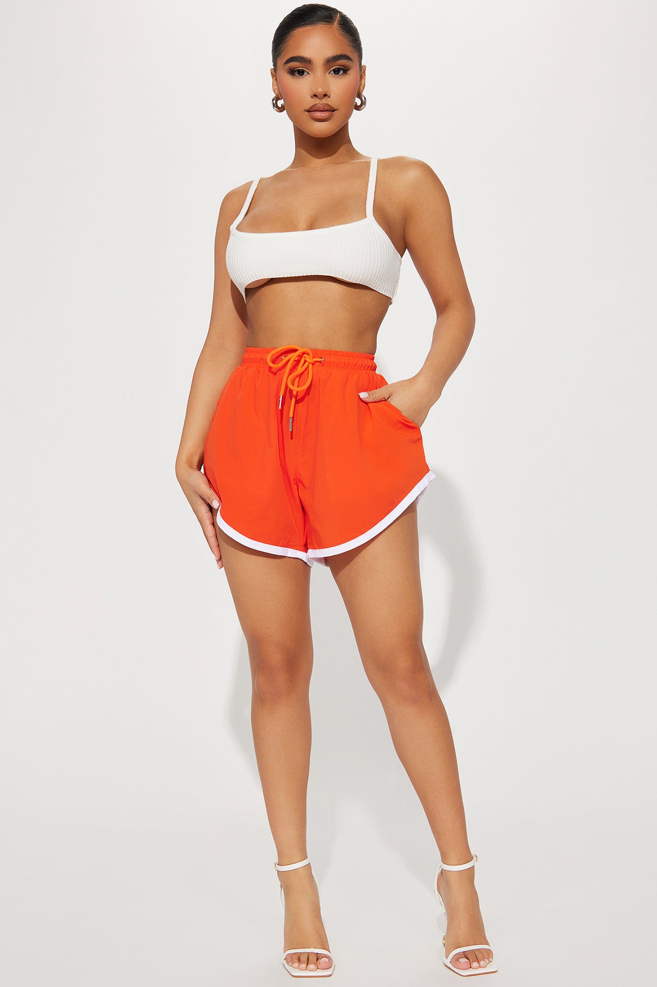 Orange nylon shorts clearance