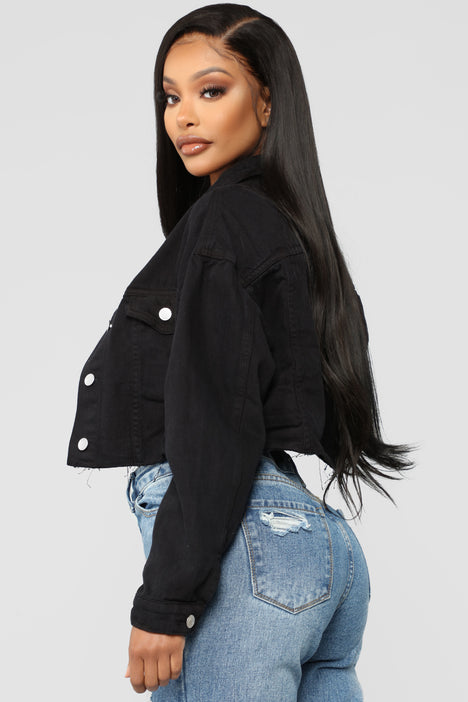 Black cut discount off jean jacket