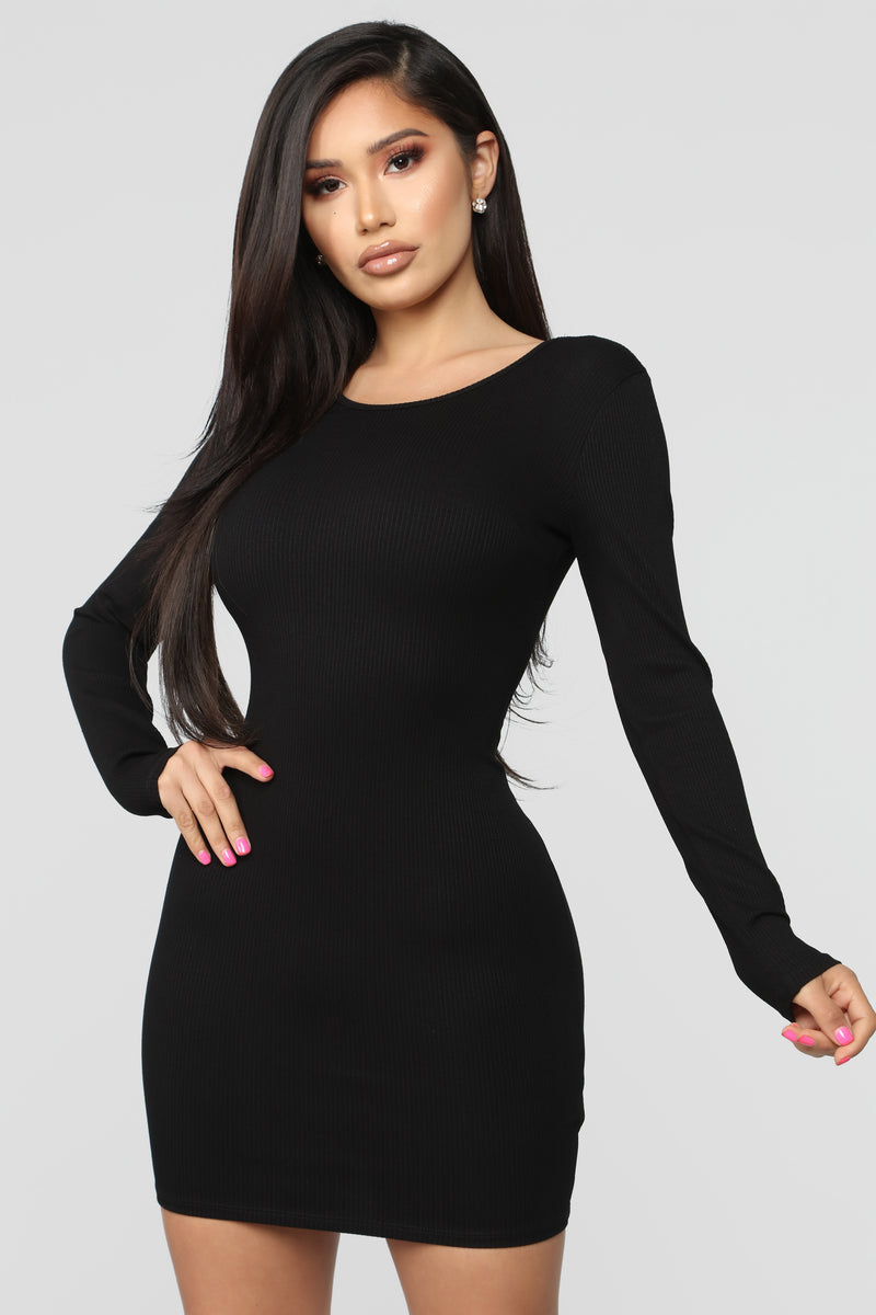 Taking Back The Night Ribbed Mini Dress - Black | Fashion Nova, Dresses ...