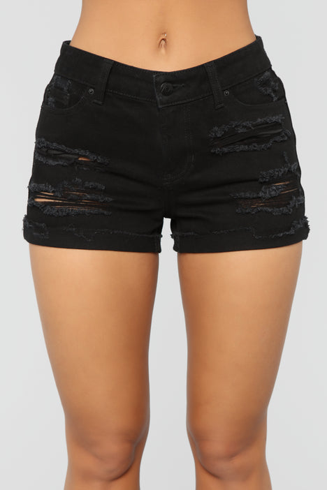 Sunrise Distressed Denim Shorts Black Fashion Nova Jean