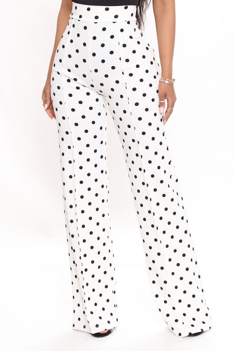 Women's Victoria High Waisted Dress Pant Polka Dot Combo in Ivory Size 2x by Fashion Nova