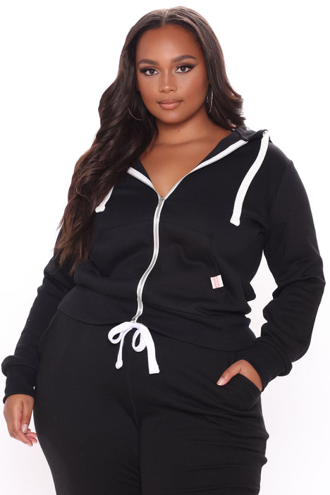 Women's plus size sale black zip up hoodie