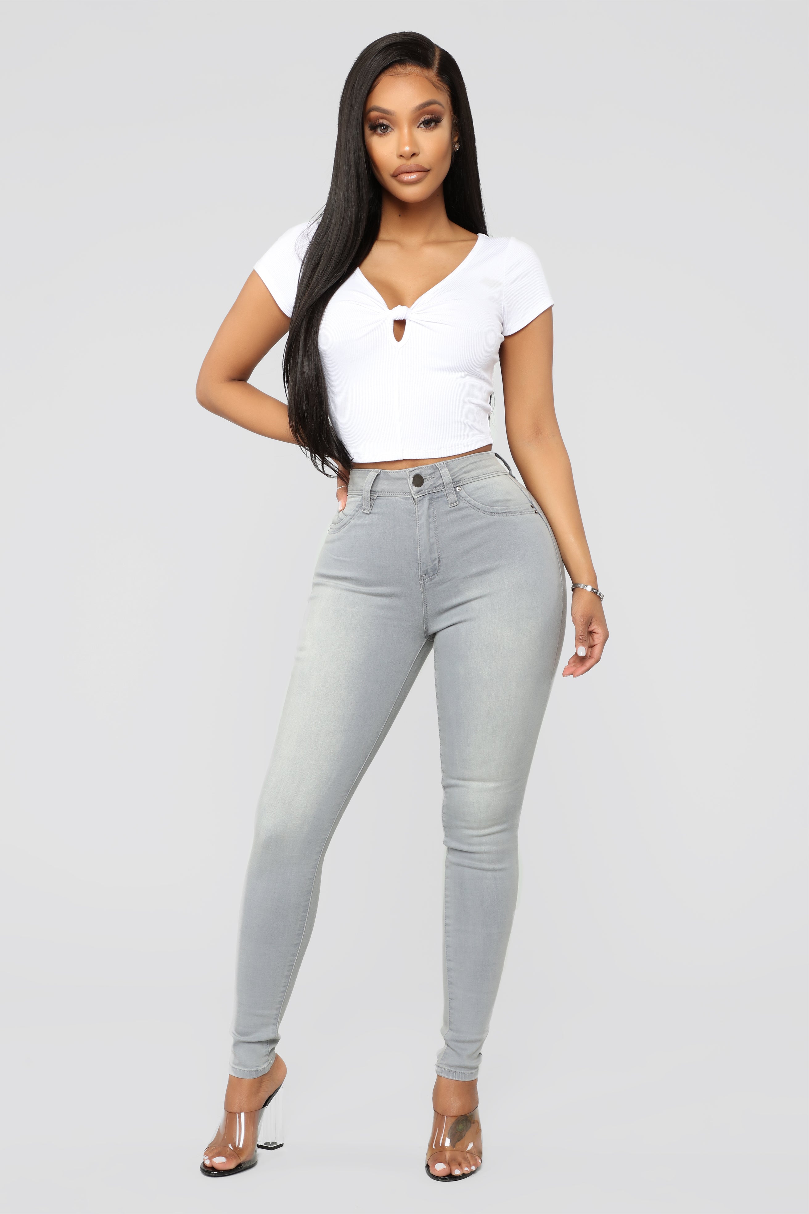 Fashion nova discount grey jeans