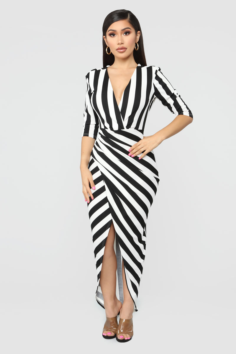 Keep Holding on Stripe Midi Dress - Black/White | Fashion Nova, Dresses ...