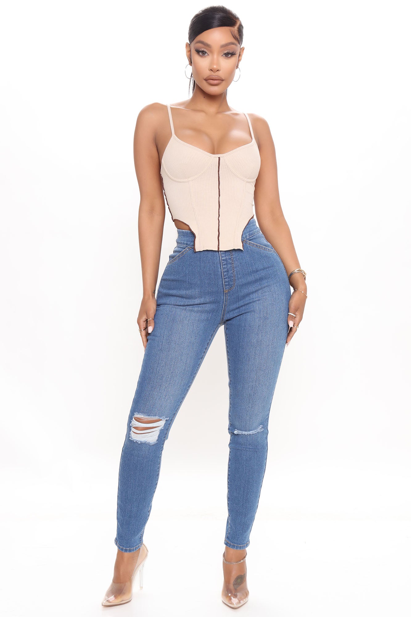 Talk It Out Stretch Pull On Jeggings Medium Blue Wash Fashion