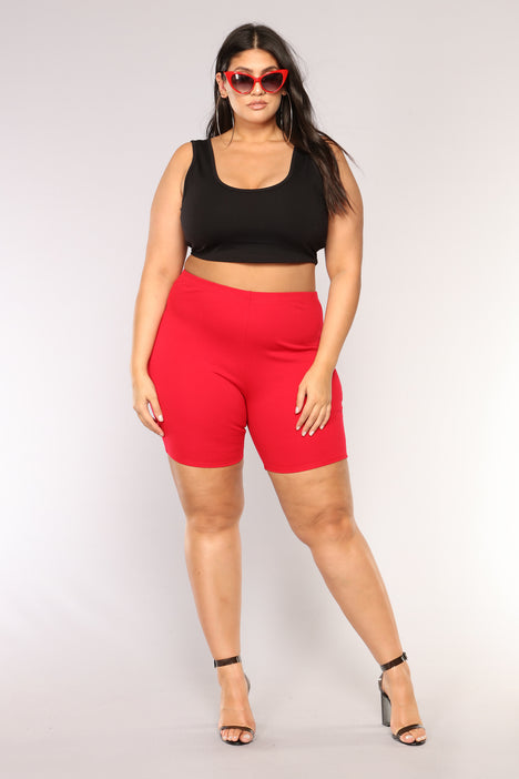 Red biker shorts fashion nova on sale