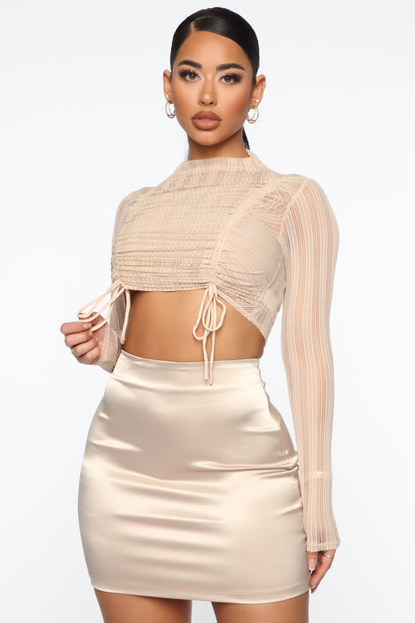 Can You Handle It Sheer High Neck Top Nude