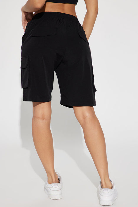 I See You Nylon Cargo Short Black Fashion Nova Shorts