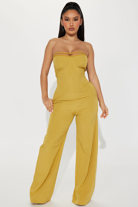 Mustard jumpsuit fashion nova hotsell