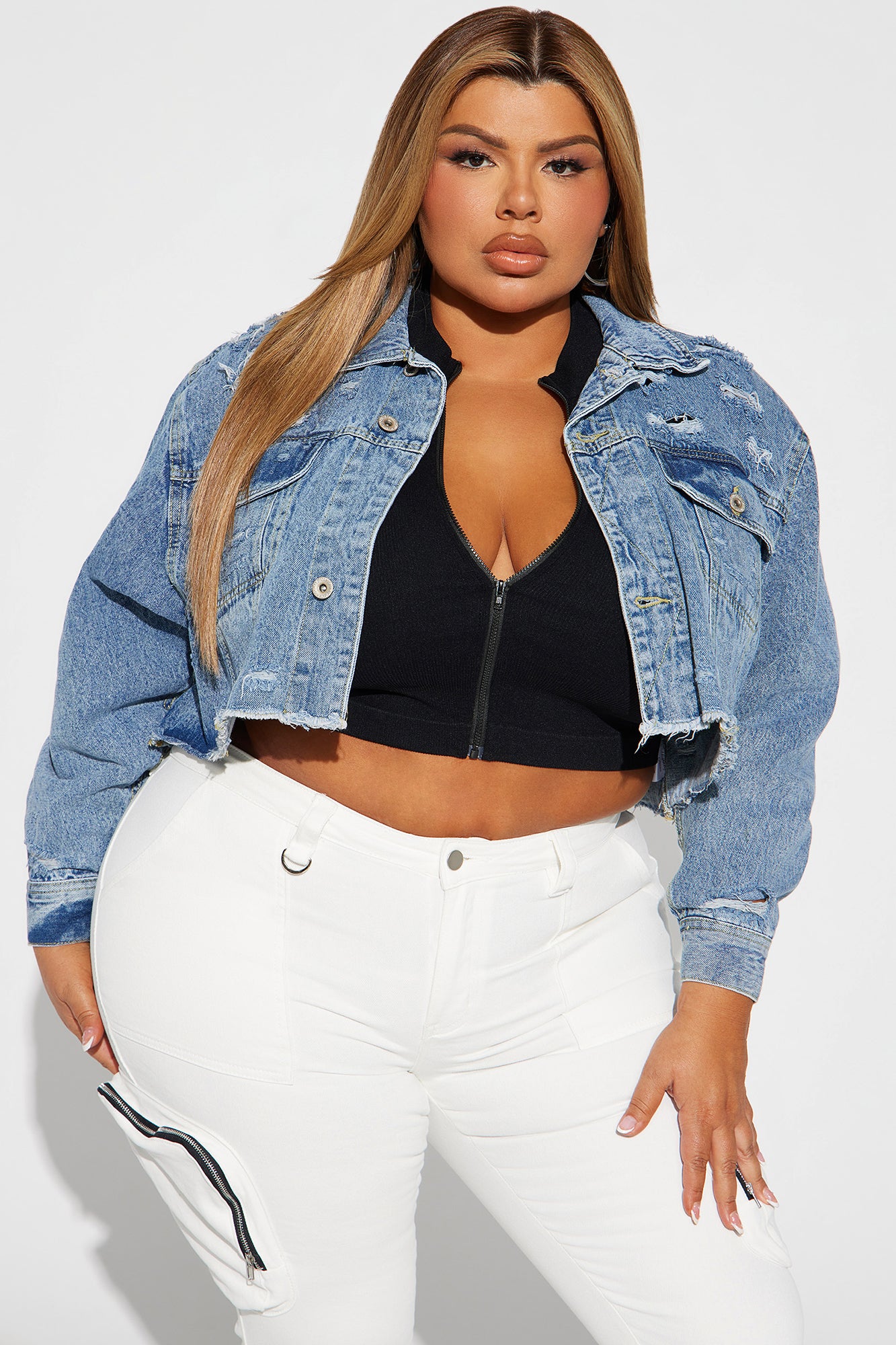 Fashion nova plus discount size jean jacket