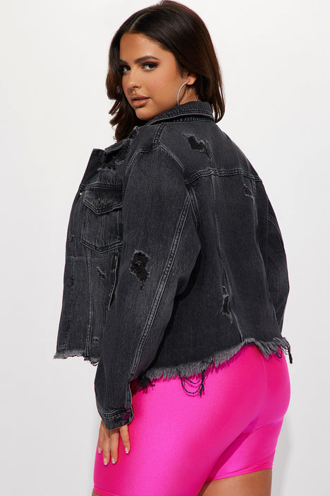 Washed out discount black denim jacket