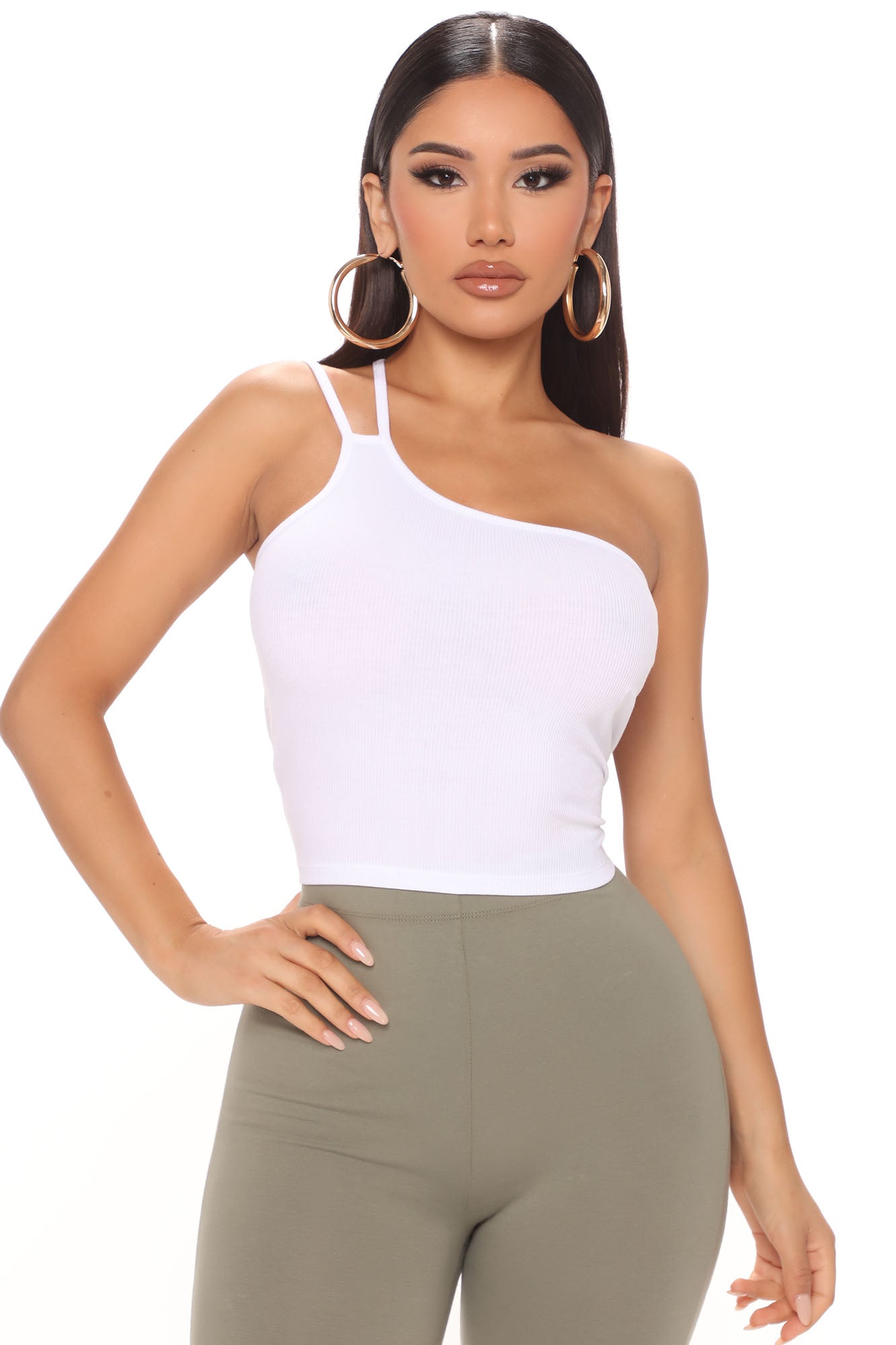 White one hotsell shoulder tank top