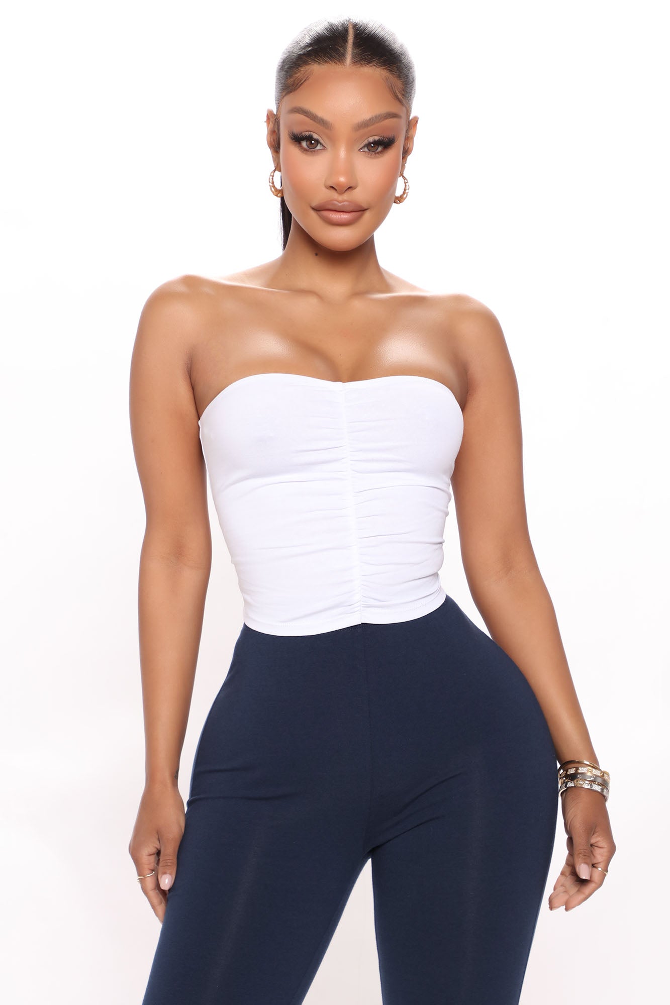 Ruched strapless top top