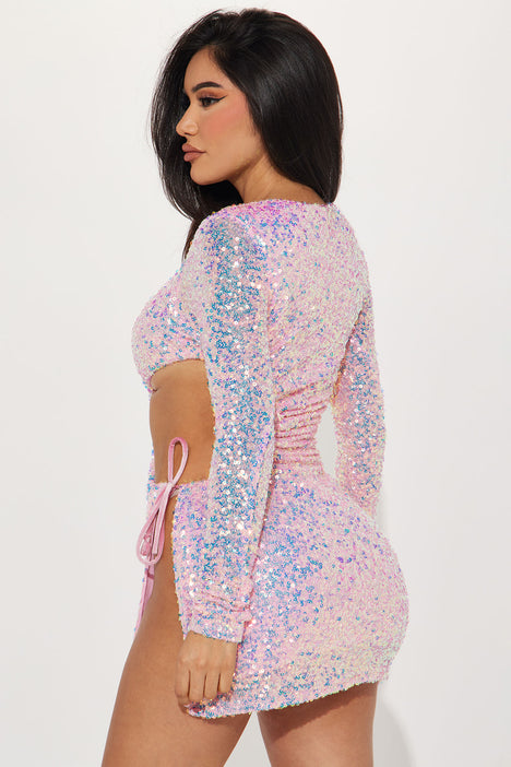 Out Tonight Sequin Mini Dress Pink