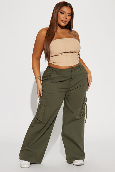 Women's plus size olive green cargo pants store