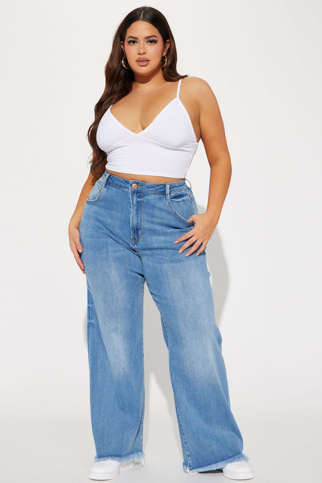 Wide leg stretch jeans plus on sale size