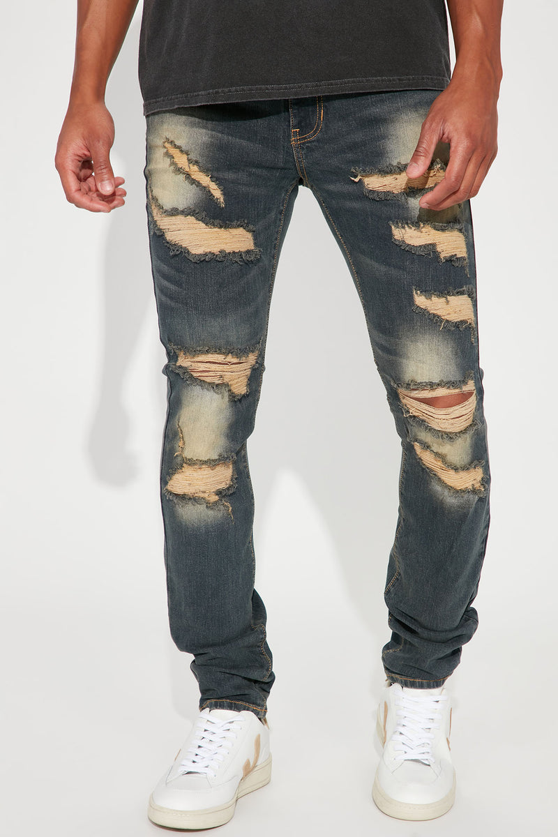 Ain't Worried Stacked Skinny Jeans - Vintage Blue Wash | Fashion Nova ...