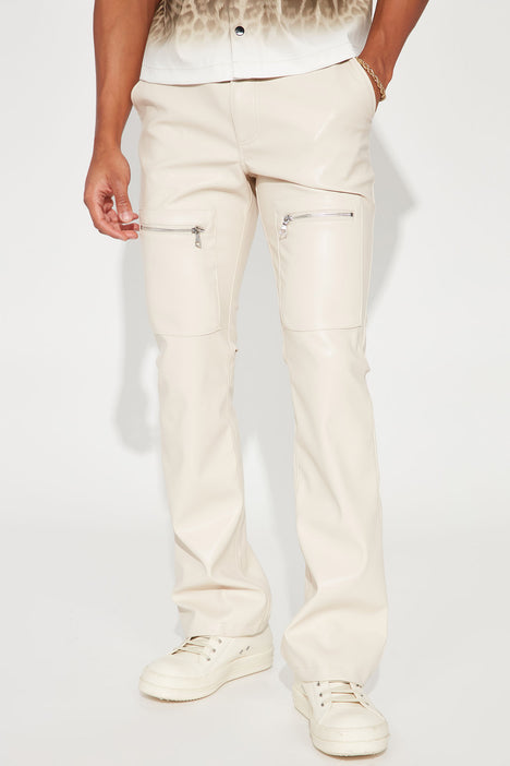 Cream faux leather pants online