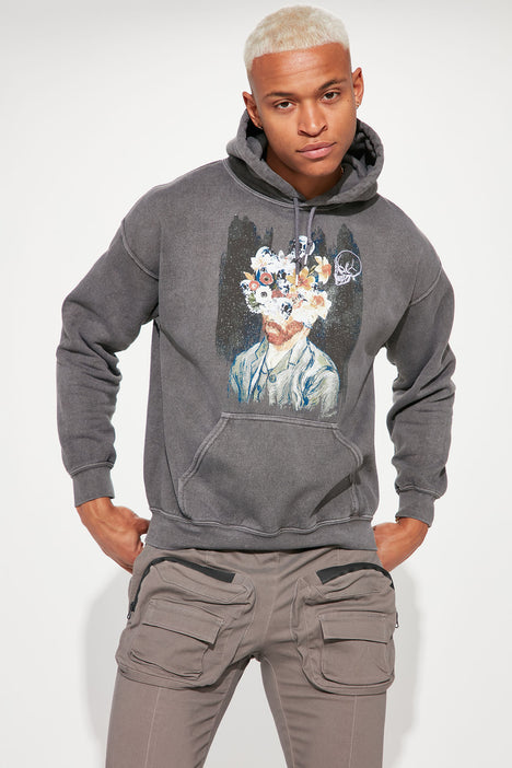 Floral embroidered hot sale hoodie mens