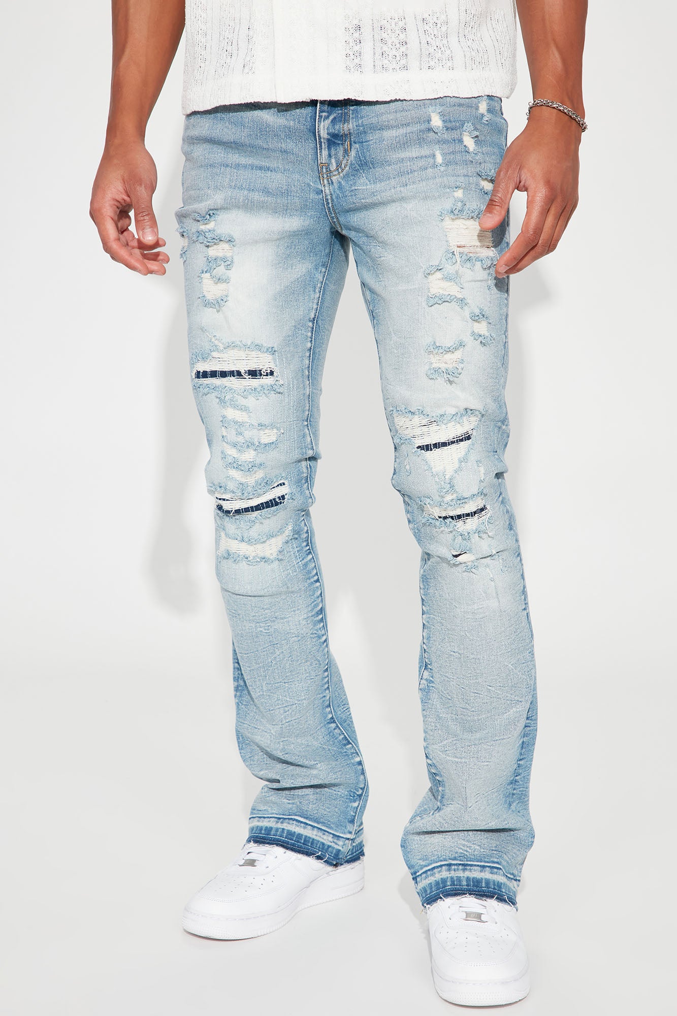 Undercover Slim Stacked Flare Jeans Blue Wash | Fashion Nova, Mens | Fashion Nova