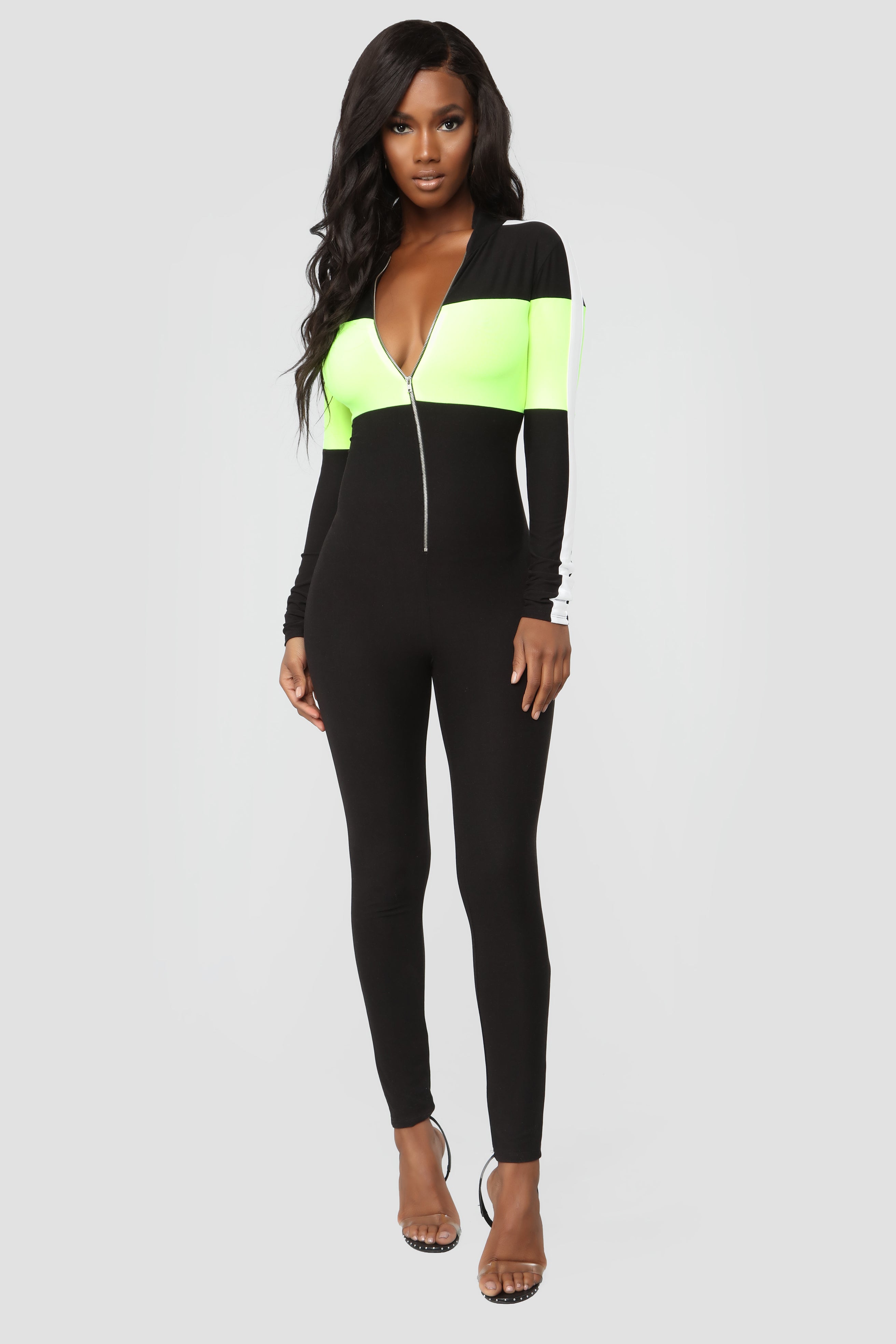 Black and lime green jumpsuit hotsell