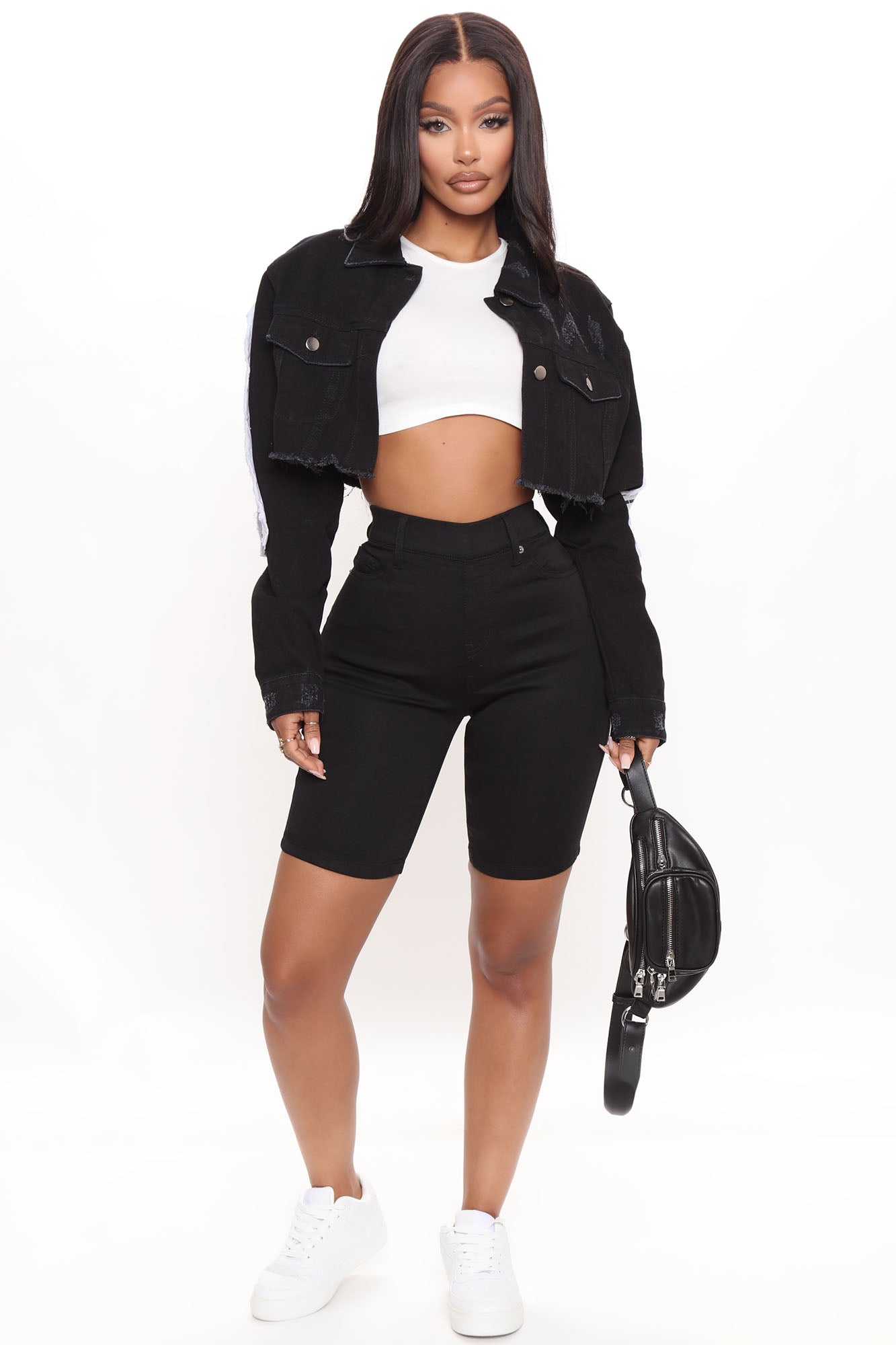 Black denim biker 2025 shorts