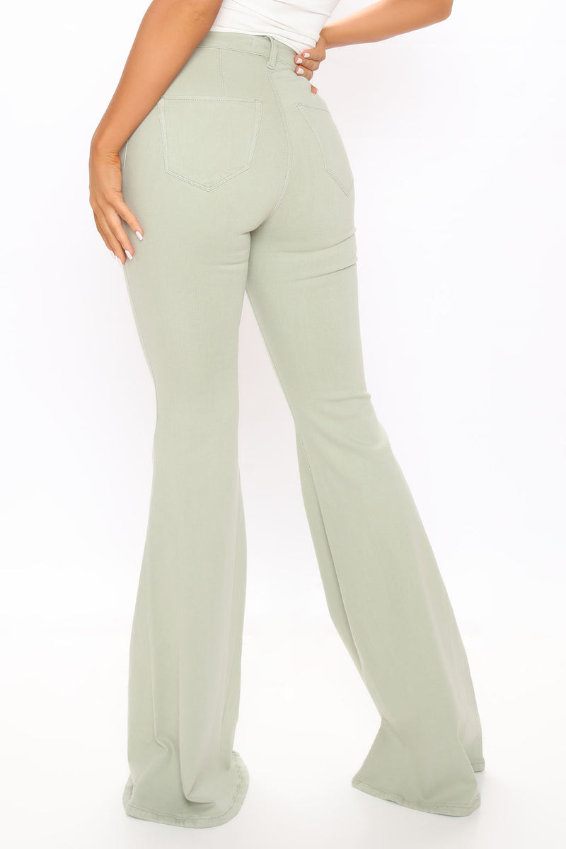 Tall Santorini Super Stretch Flare Jeans - Sage | Fashion Nova, Jeans ...