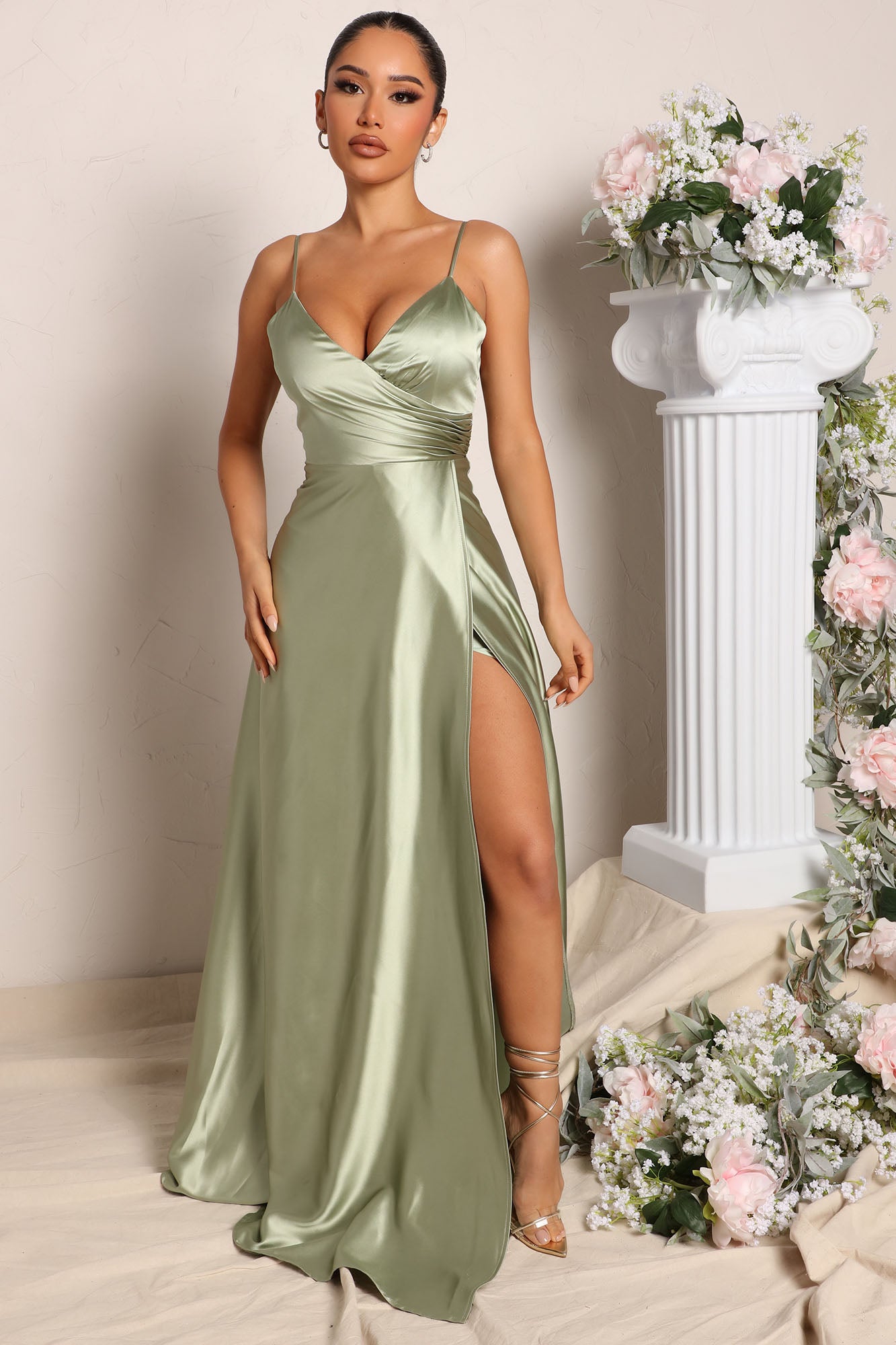 Fashion nova top green maxi dress