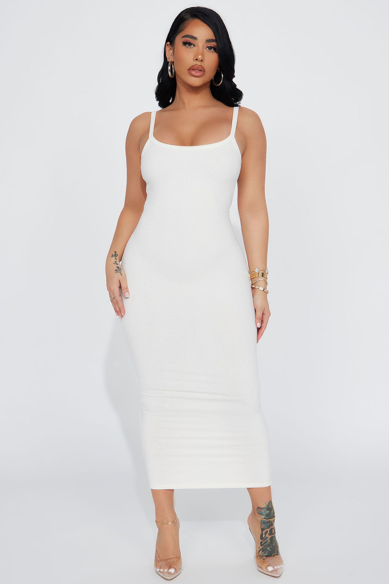 Clea Snatched Midi Dress Off White Fashion Nova Dresses
